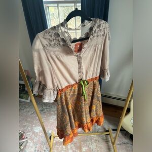 Free People orange hippie dress, size 8